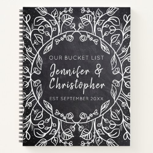 Our Bucket List Couples Chalkboard Floral Notebook