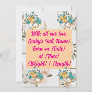 "Our Bundle of Joy Has Arrived", Baby Shower card. Invitation