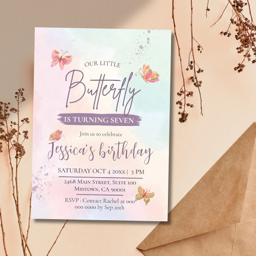 Our butterfly is turning one butterfly themed inv invitation