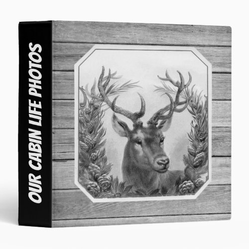 Our Cabin life photos Vintage deer 3 Ring Binder