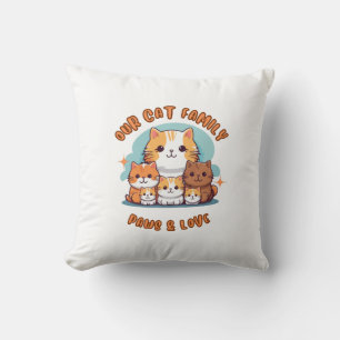"Our Cat Family Paws & Love Throw Pillow" Pillow