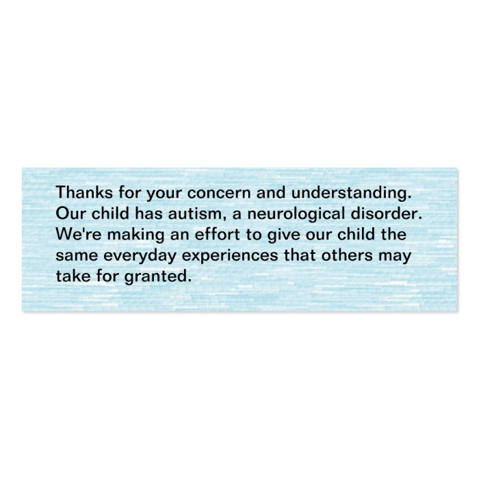 Our child has autism   card business cards