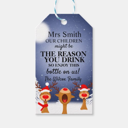 our child might be the reason you drink gift tags