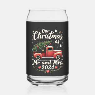 Our Christmas as Mr and Mrs 2024 Matching Couples Can Glass