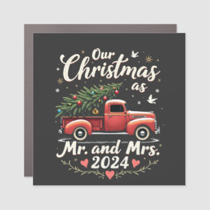 Our Christmas as Mr and Mrs 2024 Matching Couples Car Magnet