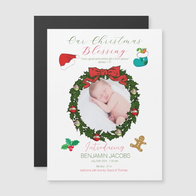 Our Christmas Blessing Holiday Birth Announcement (Front/Back)