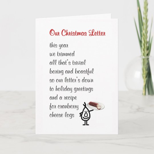 Our Christmas Letter a funny Christmas poem Holiday Card