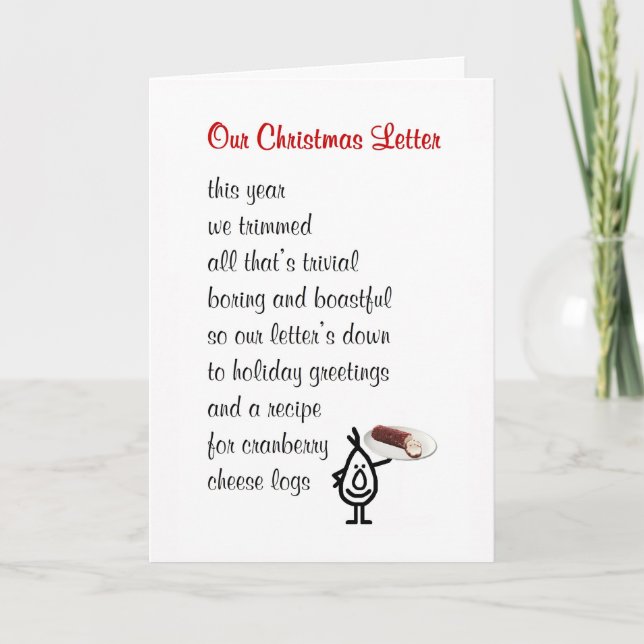 Our Christmas Letter - a funny Christmas poem Holiday Card (Front)