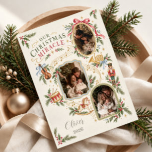 Our Christmas Miracle 3 Photo Holiday Card