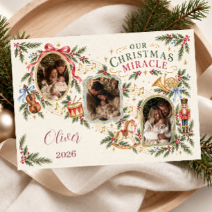 Our Christmas Miracle 3 Photo Holiday Card