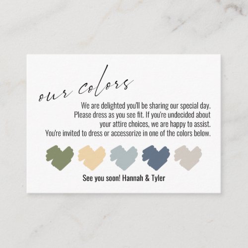 Our Colors Wedding Color Palette Suggestions Enclosure Card