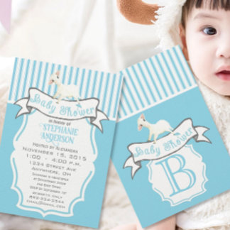 Our Cute Lil Lamb Baby Boy Shower Invitation