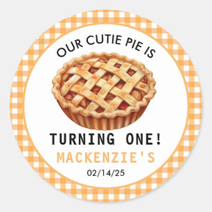 Our Cutie Pie's 1st Birthday Classic Round Sticker