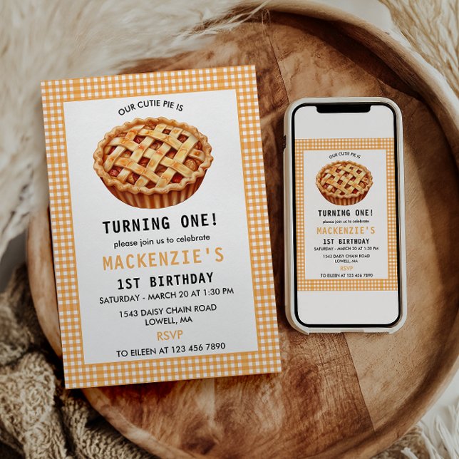 Our Cutie Pie's 1st Birthday Invitation (Creator Uploaded)