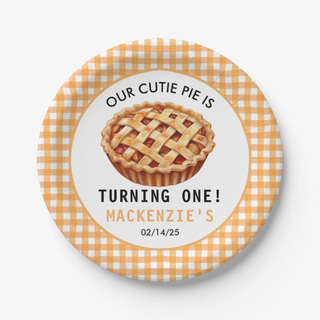 Our Cutie Pie's 1st Birthday Paper Plates (Front)