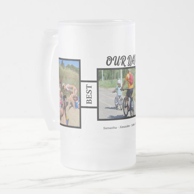 Our Dad Best Dad Photo Collage Personalize Father Frosted Glass Beer Mug (Front Left)