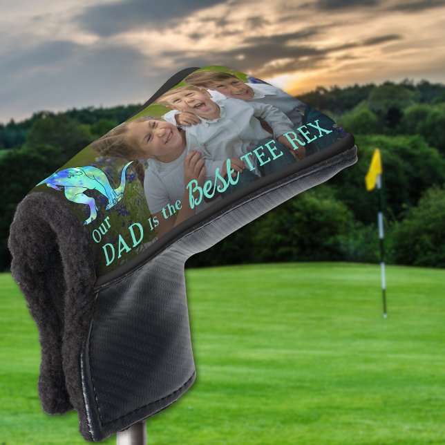 Our Dad is The Best Tee Rex Personalized Photo Golf Head Cover (Our dad is the best tee Rex personalized kids photo funny dinosaur golfing joke golf head cover Gift)
