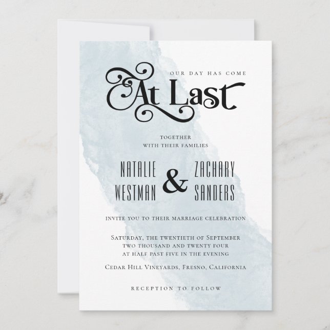 Our Day Has Come At Last Wedding Invitation (Front)