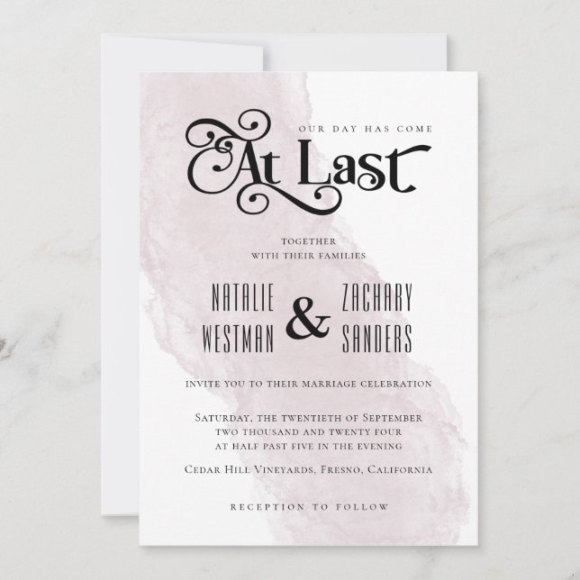 Our Day Has Come At Last Wedding Invitation (Front)