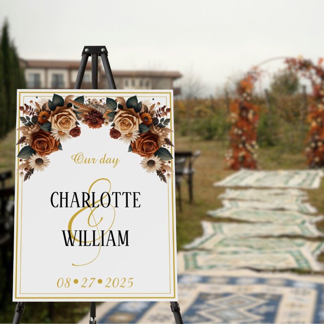 Our day Rustic Chic Floral Wedding Foam Board (Creator Uploaded)