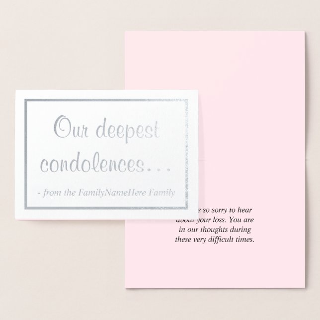 "Our deepest condolences…" Sympathy Card (Display)