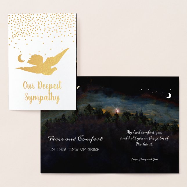 Our Deepest Sympathy Gold Foil Dove for Peace Card (Display)