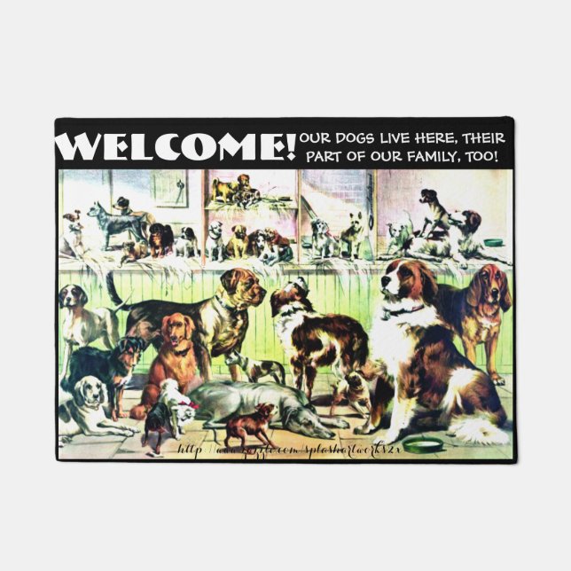 "OUR DOGS LIVE HERE" DOORMAT (Front)