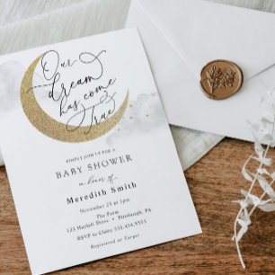 Our Dream Has Come True Moon and Stars Baby Invitation