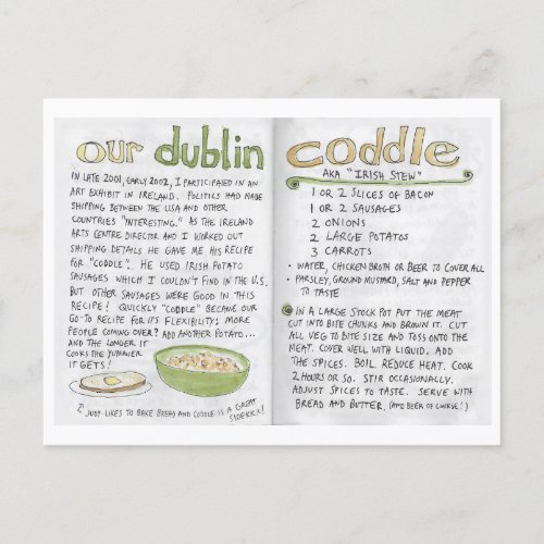 Our Dublin Coddle recipe postcard