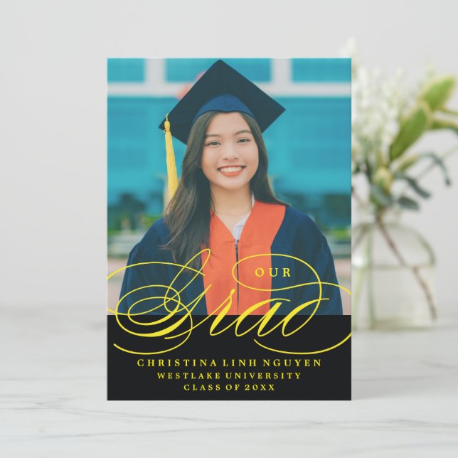 OUR ELEGANT SCRIPT GRAD | GRADUATION INVITATION (Standing Front)