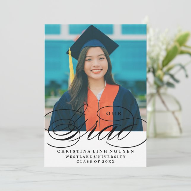 OUR ELEGANT SCRIPT GRAD | GRADUATION INVITATION (Standing Front)
