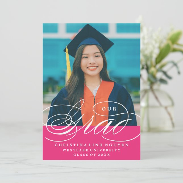 OUR ELEGANT SCRIPT GRAD | GRADUATION INVITATION (Standing Front)