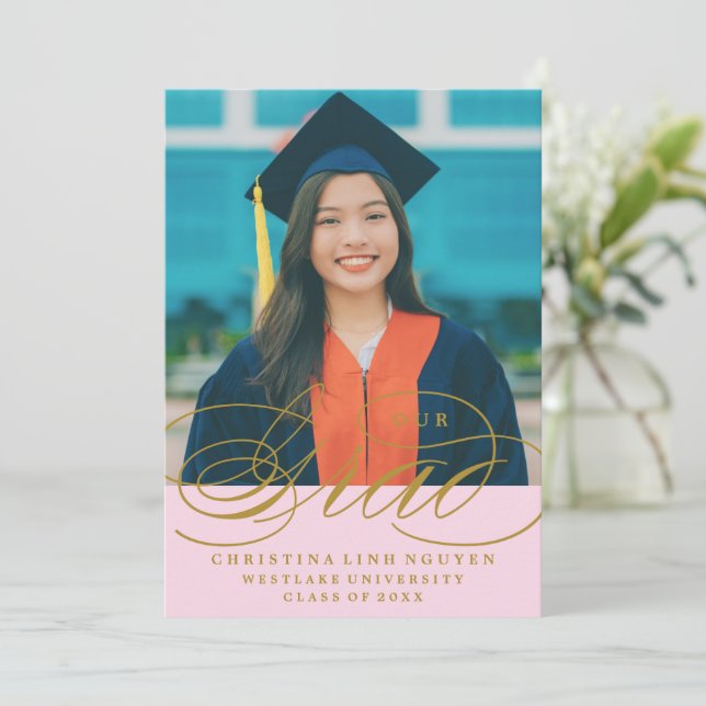 OUR ELEGANT SCRIPT GRAD | GRADUATION INVITATION (Standing Front)