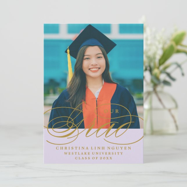 OUR ELEGANT SCRIPT GRAD | GRADUATION INVITATION (Standing Front)