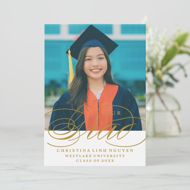 OUR ELEGANT SCRIPT GRAD | GRADUATION INVITATION (Standing Front)