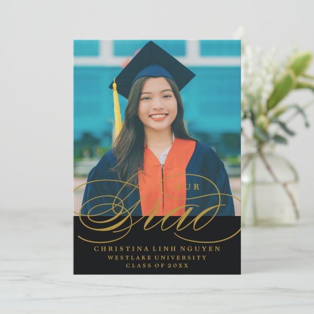 OUR ELEGANT SCRIPT GRAD | GRADUATION INVITATION (Standing Front)