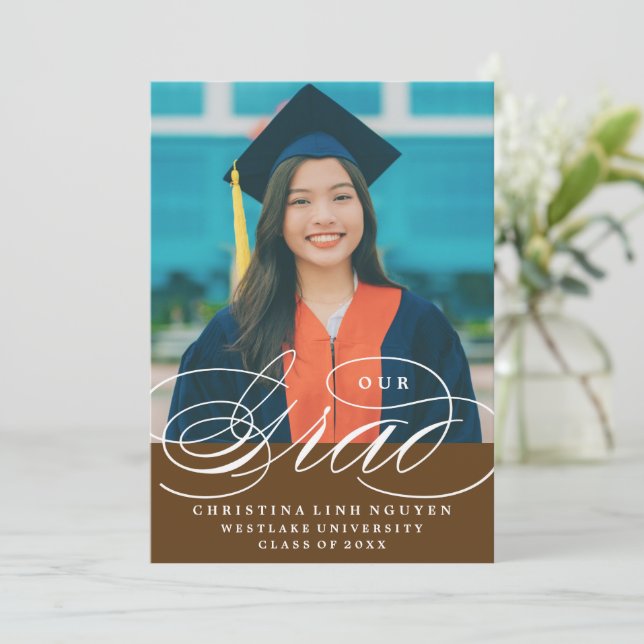 OUR ELEGANT SCRIPT GRAD | GRADUATION INVITATION (Standing Front)