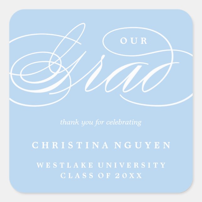 OUR ELEGANT SCRIPT GRAD | THANK YOU STICKER (Front)