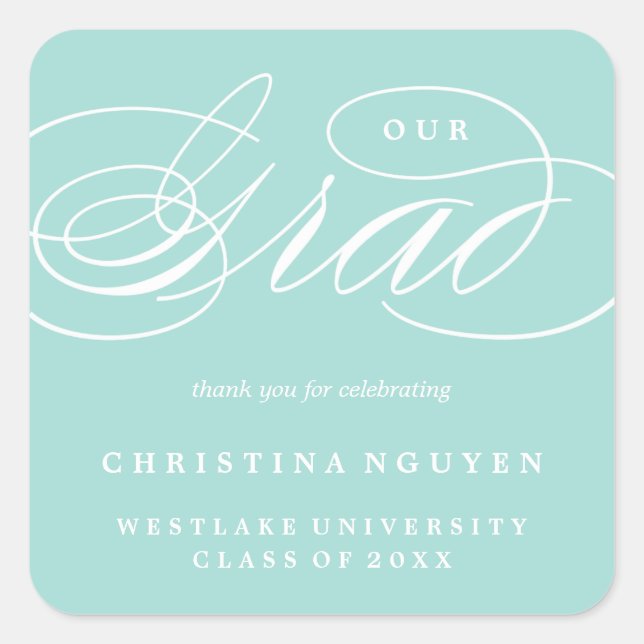 OUR ELEGANT SCRIPT GRAD | THANK YOU STICKER (Front)