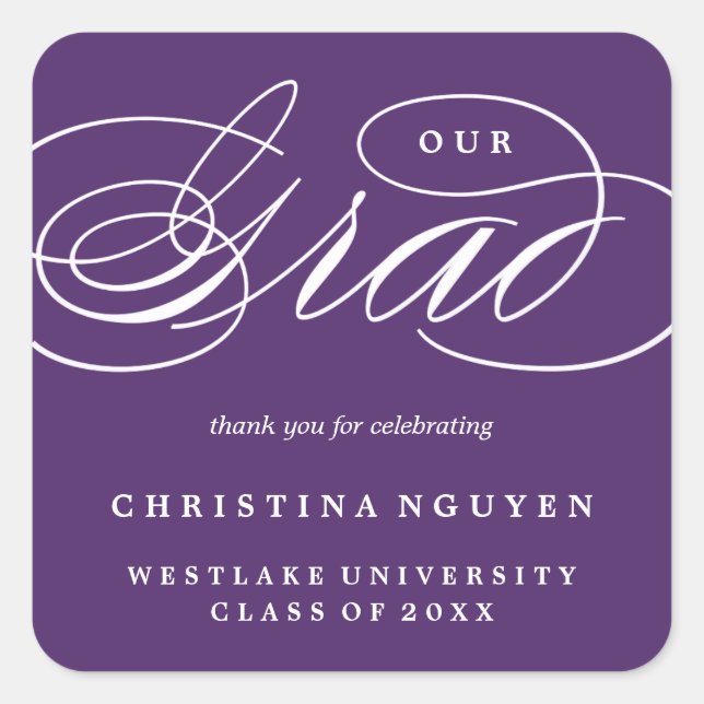 OUR ELEGANT SCRIPT GRAD | THANK YOU STICKER (Front)