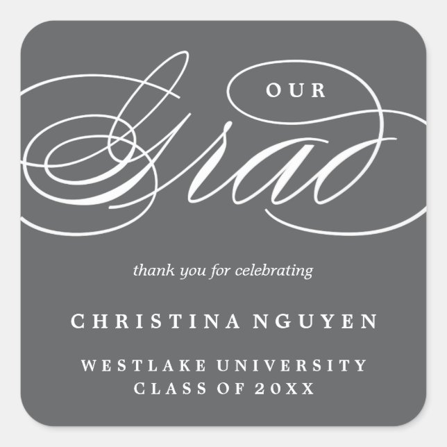 OUR ELEGANT SCRIPT GRAD | THANK YOU STICKER (Front)