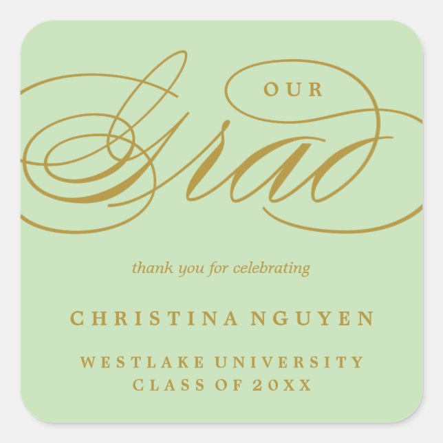 OUR ELEGANT SCRIPT GRAD | THANK YOU STICKER (Front)