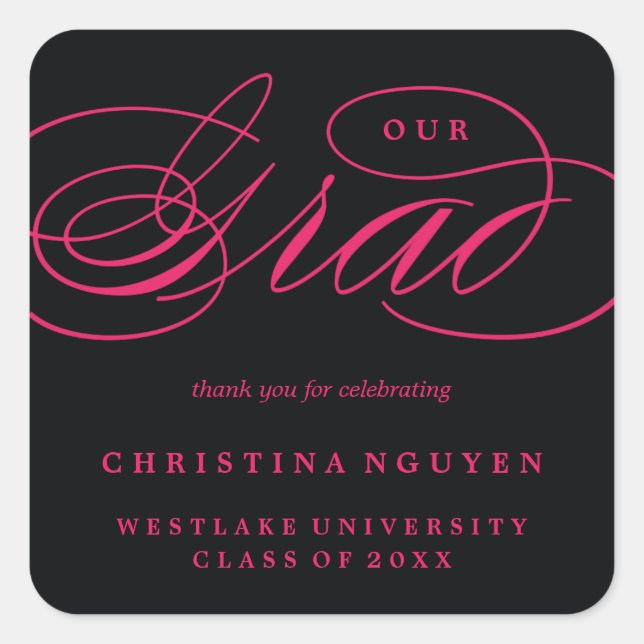 OUR ELEGANT SCRIPT GRAD | THANK YOU STICKER (Front)
