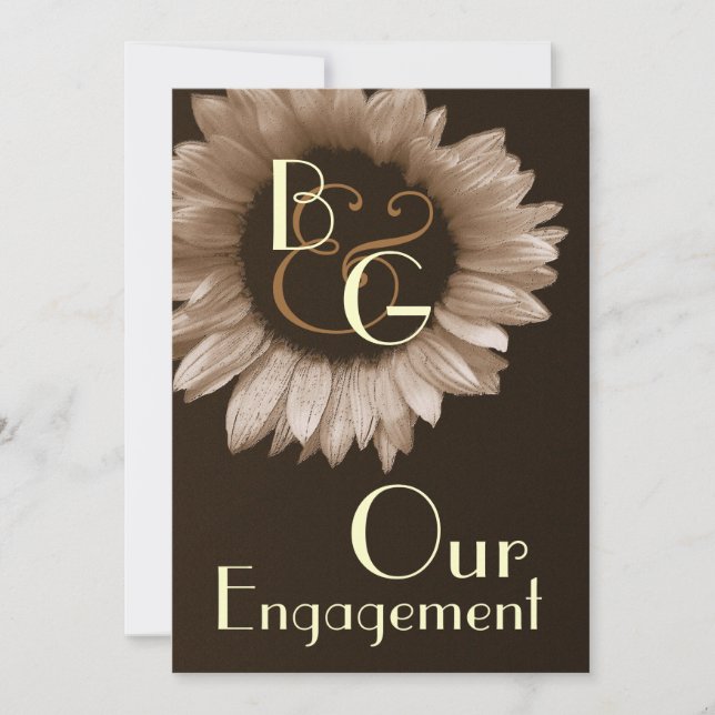 Our Engagement - Cream Sunflower Invitation (Front)