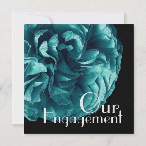 Our Engagement - Elegant Turquoise Blue Rose Announcements