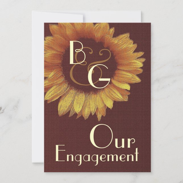 Our Engagement - Gold Sunflower Invitation (Front)