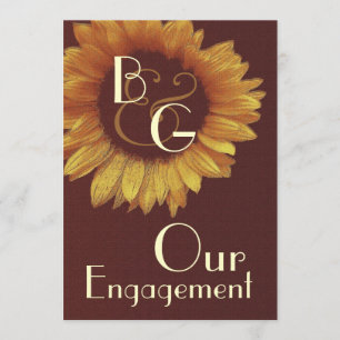 Our Engagement - Gold Sunflower Invitation