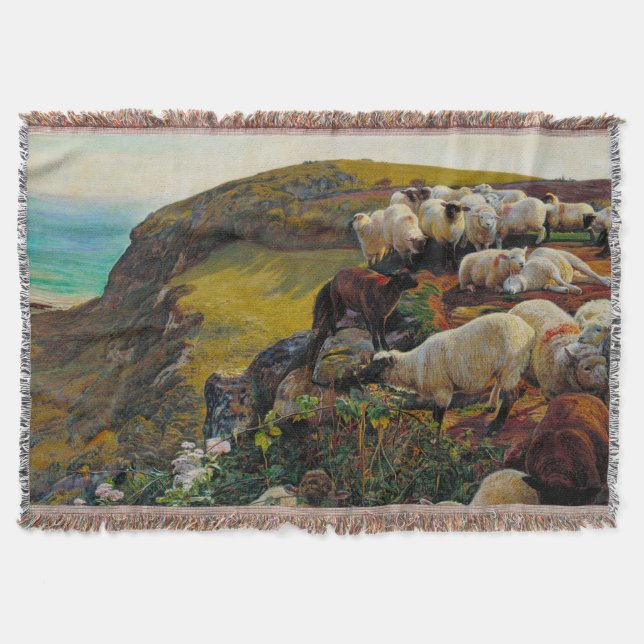 Our English Coasts or Strayed Sheep William Holman Throw Blanket (Front)