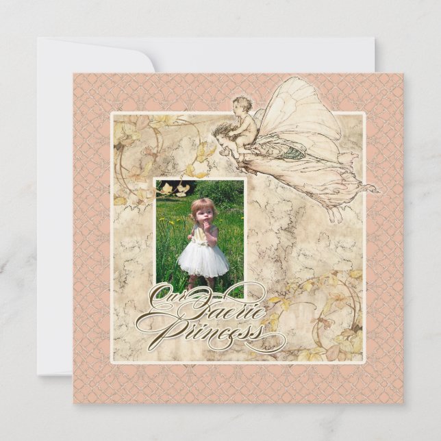 Our Faerie Princess, Baby Girl Birthday Party Invitation (Front)