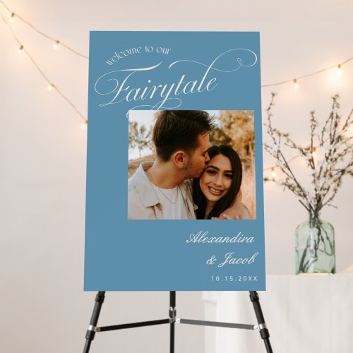 Our Fairytale Denim Blue Photo Wedding Sign